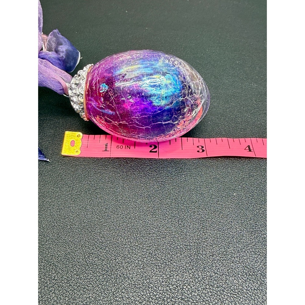 Vintage Spring Easter Crackle Glass Heavy Ornaments- Set of 6 Kugel Style Eggs - Picture 3 of 13